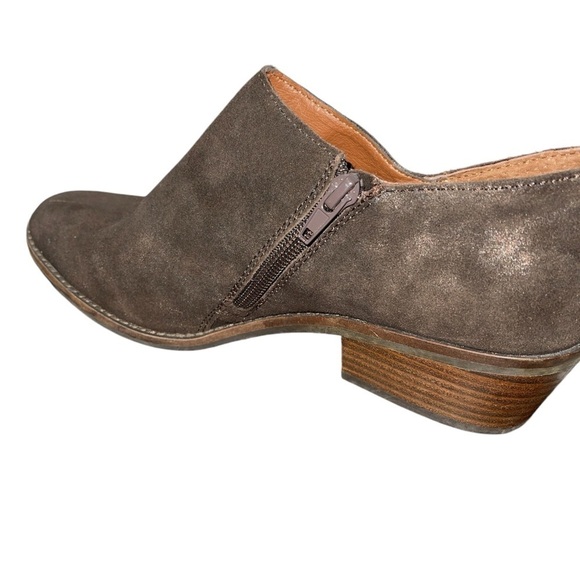 Lucky Brand Women's Booties Size 8M Brown w/Gold Flecks Leather Block Heel Zip - Picture 6 of 11
